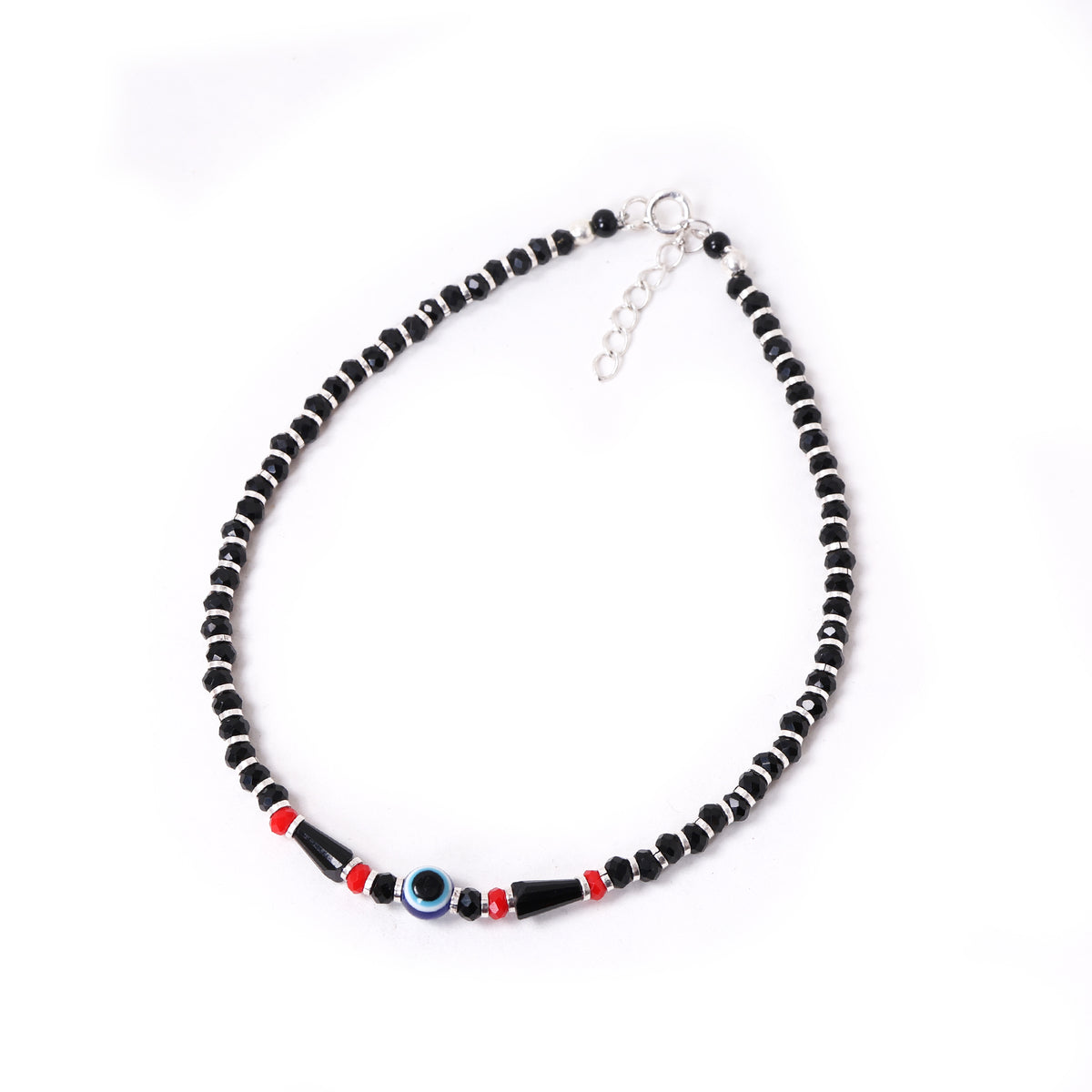 925 silver evil eye anklet for women | handcrafted protection jewelry