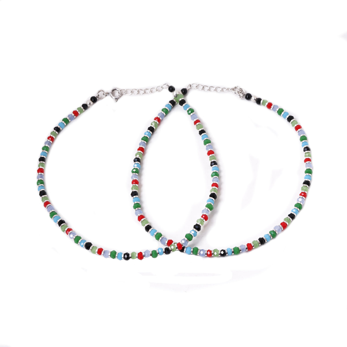 925 silver anklet with faceted gemstones | handcrafted boho jewelry