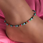 Load image into Gallery viewer, 925 Silver Anklet with Faceted Gemstones | Handcrafted Boho Jewelry