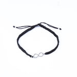 Load image into Gallery viewer, Black Cord Infinity Bracelet with Silver Charm | Adjustable