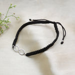 Load image into Gallery viewer, Black Cord Infinity Bracelet with Silver Charm | Adjustable