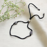 Load image into Gallery viewer, Black Cord Adjustable Bracelet with Oxidized Silver Beads