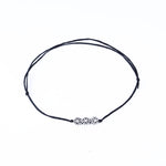 Load image into Gallery viewer, Black Cord Anklet with Three Floral Sterling Silver Charms