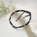 Load image into Gallery viewer, Black Macrame Bracelet with Silver Beads | Adjustable Closure
