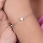 Load image into Gallery viewer, Silver Pearl Anklet for Women | Delicate Foot Jewelry Gift