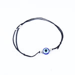 Load image into Gallery viewer, Adjustable Black Cord Evil Eye Bracelet with Silver Beads for Protection