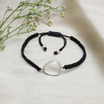 Load image into Gallery viewer, Adjustable Black Cord Bracelet with Clear Quartz Heart Stone