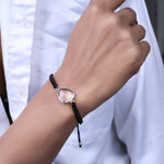 Load image into Gallery viewer, Adjustable Black Cord Bracelet with Clear Quartz Heart Stone