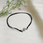 Load image into Gallery viewer, Adjustable Black Cord Anklet with Silver Rose Charm for Women