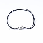 Load image into Gallery viewer, Adjustable Black Cord Anklet with Silver Rose Charm for Women