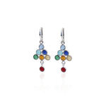 Load image into Gallery viewer, Silver Rainbow Gemstone Drop Earrings for Women | Colorful Jewelry