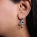 Load image into Gallery viewer, Silver Rainbow Gemstone Drop Earrings for Women | Colorful Jewelry