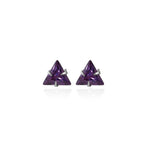 Load image into Gallery viewer, Silver Trillion Cut Amethyst Stud Earrings for Women