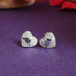 Load image into Gallery viewer, 925 Silver Heart Stud Earrings | Cubic Zirconia | For Women