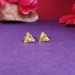 Load image into Gallery viewer, Yellow Trillion Cut Stud Earrings | Gold Plated | Women's Jewelry