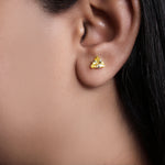 Load image into Gallery viewer, Yellow Trillion Cut Stud Earrings | Gold Plated | Women's Jewelry