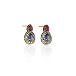 Load image into Gallery viewer, gold plating Ruby & Sapphire Earrings | Teardrop Design | For Women