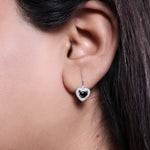 Load image into Gallery viewer, 925 Silver Heart Stud Earrings with Black Gemstones | Women's Jewelry