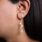 Load image into Gallery viewer, Silver Dangle Earrings with CZ Stones | Women's Elegant Jewelry