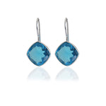Load image into Gallery viewer, Silver Blue Topaz Cushion Cut Drop Earrings for Women