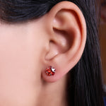Load image into Gallery viewer, 925 Silver Red Gemstone Stud Earrings for Women | Gift Jewelry| High Polish