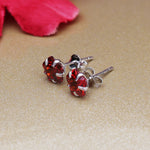 Load image into Gallery viewer, 925 Silver Red Gemstone Stud Earrings for Women | Gift Jewelry| High Polish