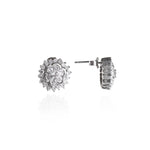 Load image into Gallery viewer, Silver Diamond Stud Earrings | Floral Design for Women
