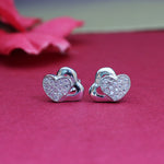 Load image into Gallery viewer, 925 Silver Heart Stud Earrings | Diamond CZ for Women