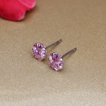 Load image into Gallery viewer, Silver Pink Sapphire Stud Earrings | Flower Design | For Women