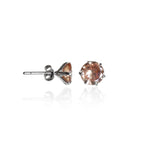 Load image into Gallery viewer, Silver Champagne Zirconia Stud Earrings | Women's Jewelry Gift