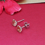 Load image into Gallery viewer, Silver Champagne Zirconia Stud Earrings | Women's Jewelry Gift