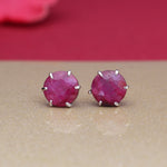 Load image into Gallery viewer, Ruby Stud Earrings in Silver | Gemstone Jewelry for Women