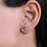 Load image into Gallery viewer, Pink Gemstone Stud Earrings | Silver | For Women | Gift