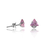 Load image into Gallery viewer, Silver Pink Trillion Stud Earrings for Women | Gift Jewelry
