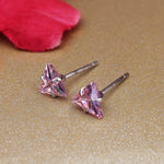 Load image into Gallery viewer, Silver Pink Trillion Stud Earrings for Women | Gift Jewelry