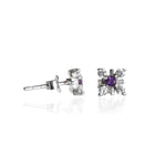 Load image into Gallery viewer, 925 Silver Stud Earrings with Purple Gemstones | For Women
