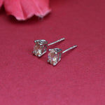 Load image into Gallery viewer, Silver Stud Earrings with Peach Stone | Women's Jewelry Gift