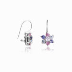 Load image into Gallery viewer, Silver Flower Earrings with Multicolor Gemstones for Women