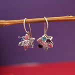 Load image into Gallery viewer, Silver Flower Earrings with Multicolor Gemstones for Women