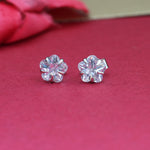 Load image into Gallery viewer, Silver Stud Earrings with Clear Cubic Zirconia | Women's Jewelry Gift