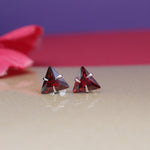 Load image into Gallery viewer, 925 Silver Garnet Trillion Stud Earrings for Women | Gift
