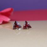 Load image into Gallery viewer, 925 Silver Garnet Trillion Stud Earrings for Women | Gift