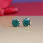 Load image into Gallery viewer, Emerald Stud Earrings in Silver for Women | Gemstone Jewelry