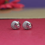 Load image into Gallery viewer, 925 Silver Moon & Star Stud Earrings | Cubic Zirconia Gift