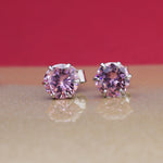 Load image into Gallery viewer, Silver Pink Stud Earrings | Cubic Zirconia | Women's Jewelry Gift