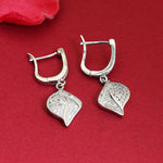 Load image into Gallery viewer, Silver Leaf Earrings with Cubic Zirconia | Women's Jewelry Gift