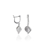 Load image into Gallery viewer, Silver Leaf Earrings with Cubic Zirconia | Women's Jewelry Gift