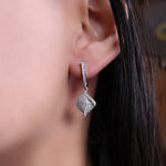 Load image into Gallery viewer, Silver Leaf Earrings with Cubic Zirconia | Women's Jewelry Gift