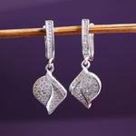 Load image into Gallery viewer, Silver Leaf Earrings with Cubic Zirconia | Women's Jewelry Gift