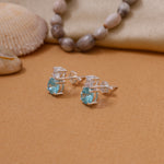Load image into Gallery viewer, Silver Aquamarine Stud Earrings for Women | Gift Jewelry